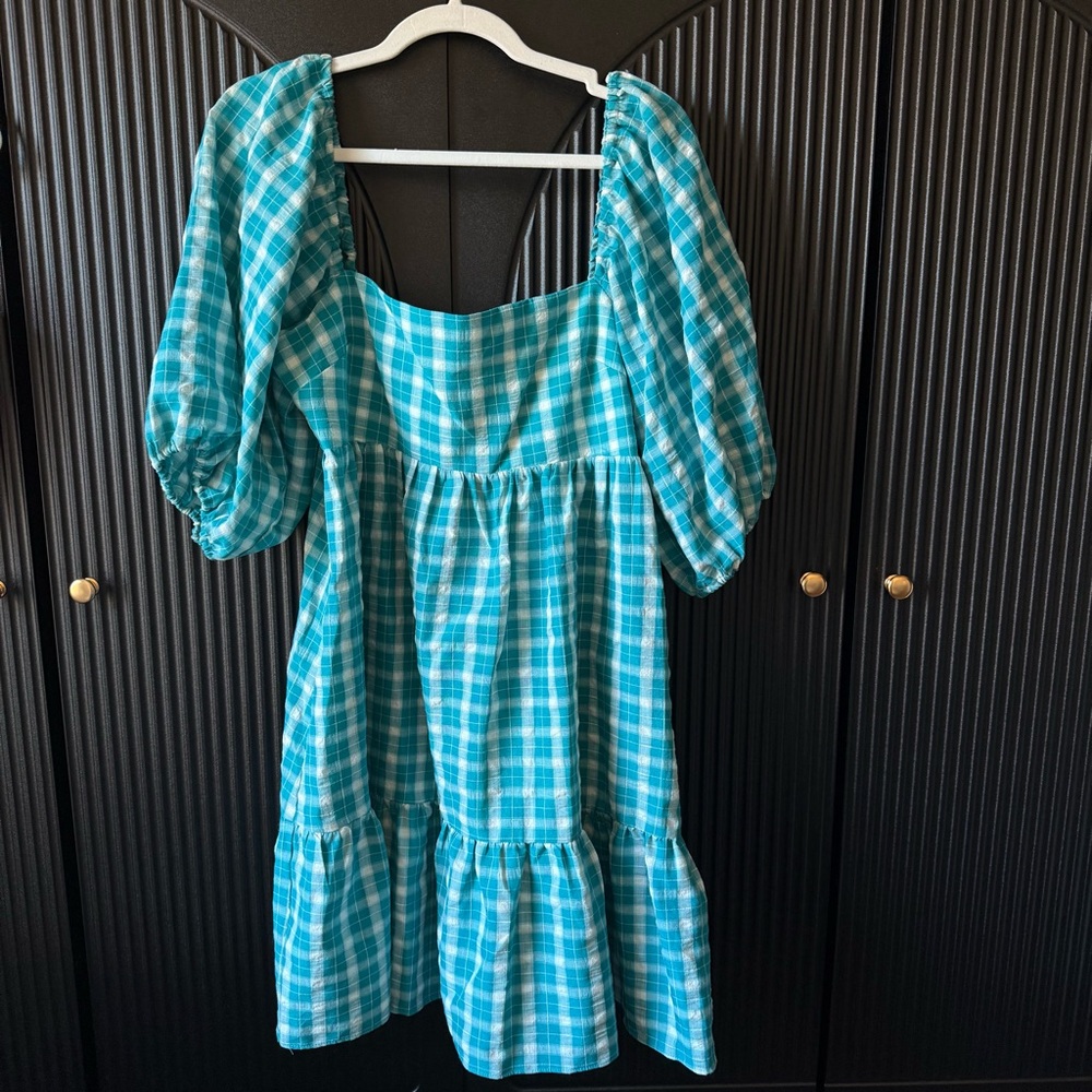 Amanda Uprichard Blue Plaid Mini Dress - Picture 2 of 16